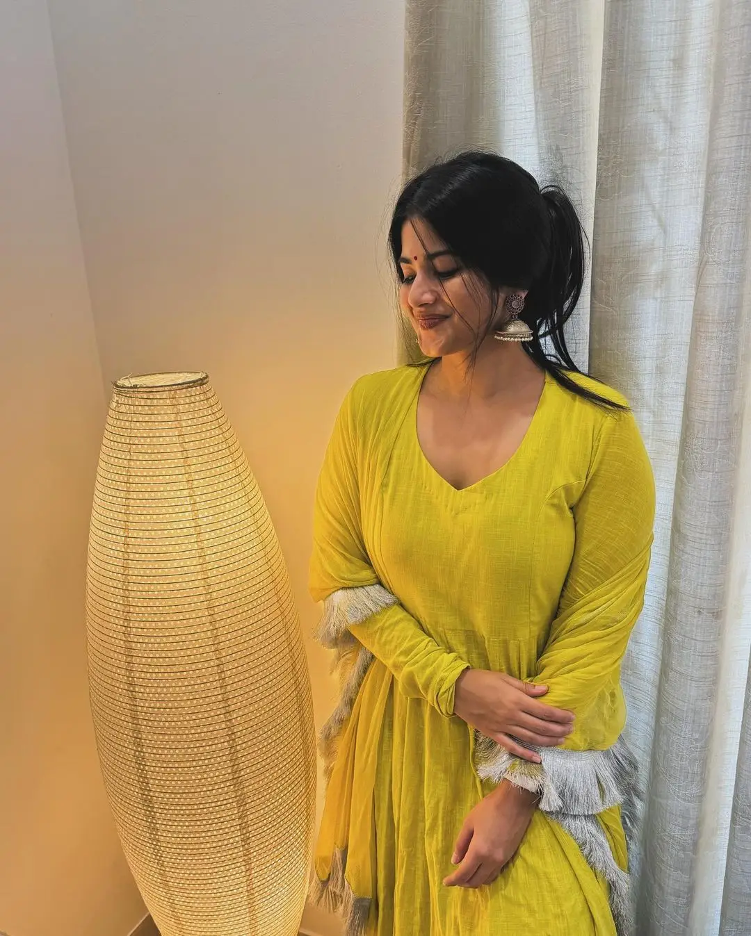 Telugu Actress Megha Akash Photoshoot in Lemon Yellow Dress